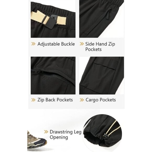 Northyard Women Black Hiking Cargo Pants with Adjustable Belt Size XL - Picture 4 of 7